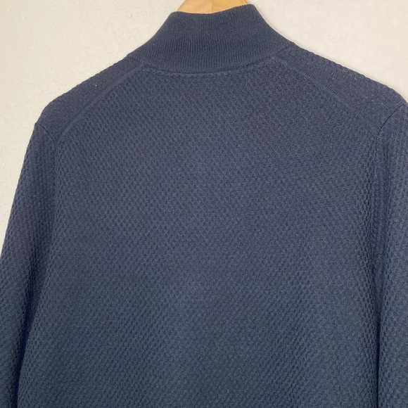 Ted Baker Quarter Zip Wool Blend Pullover Black Long Sleeve Men's Sweater 4(L) - Picture 7 of 14